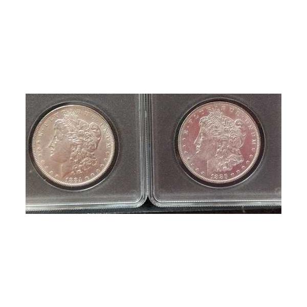 2個ロット gem BU モーガンシルバー ドル $1 1883O +1884O 高 MS 241119-