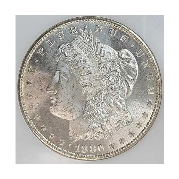 1880年-S 0/9 MS64 モーガンシルバー ドル 高品質コンディション 優れたディテール-
