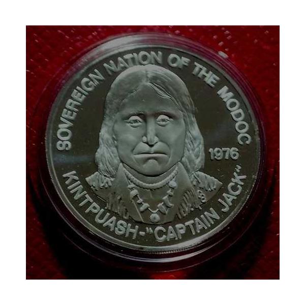 Sovereign Nation of the Modoc Tribe0.999 プルーフ シルバー ラウンド カプセル A付き-