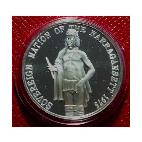 Sovereign Nation of the Narragansett Tribe .999 プルーフ シルバー ラウンド カプセル A付き-