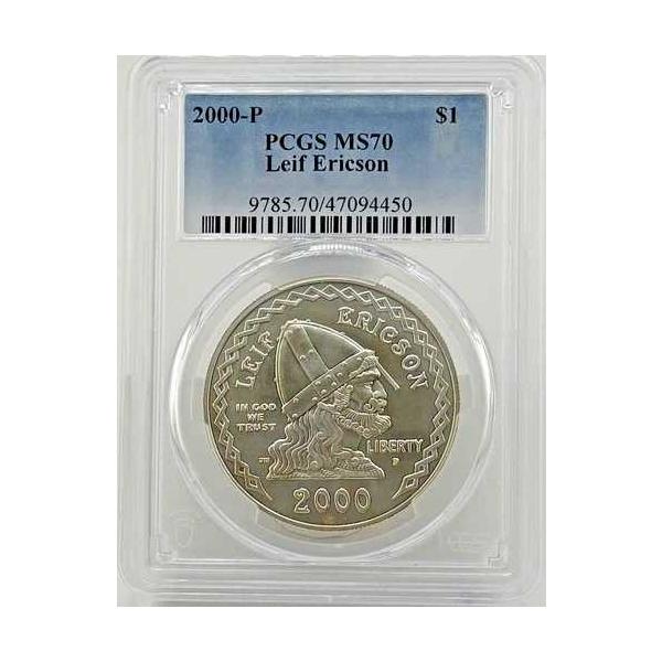 2000年Pミント 1ドル銀貨 リーフ・エリクソン MS70 PCGS