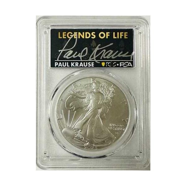 2025年発行 1ドル アメリカンシルバーイーグル 1オンス PCGS MS70 FS 生命の伝説 ポール・クラウス