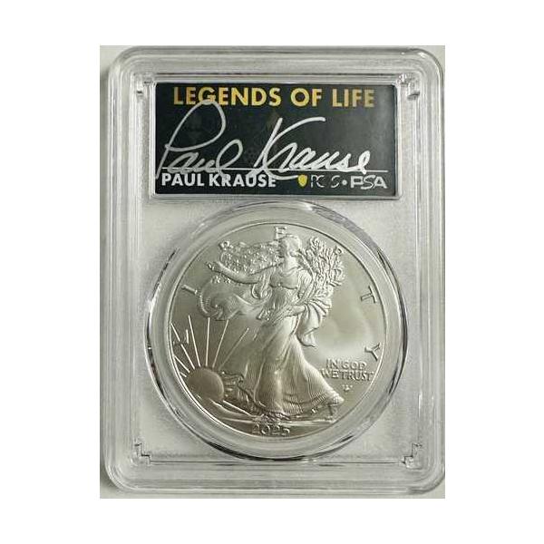 2025年発行 1ドル アメリカンシルバーイーグル 1オンス PCGS MS70 FS レジェンド・オブ・ライフ ポール・クラウス#OA147