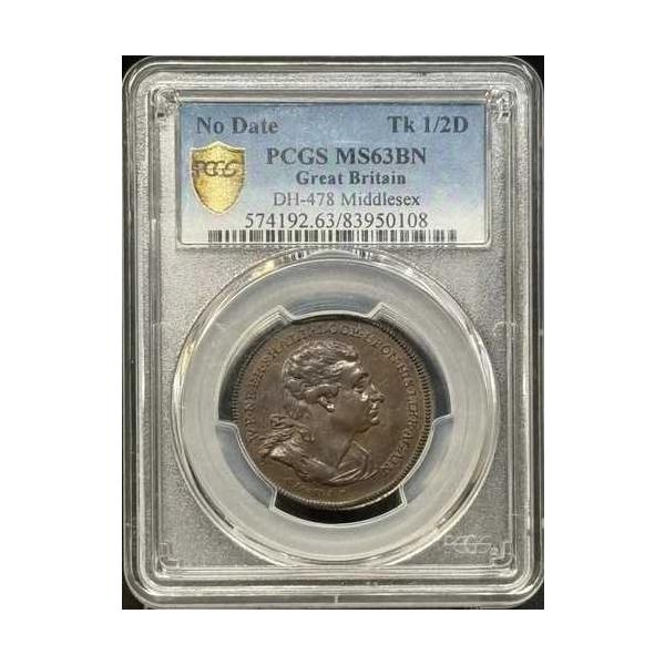 1790年コンダートークン PCGS MS-63 BN DH-478 ミドルセックス、シムズ