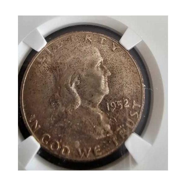1952年Sミント フランクリンハーフダラー NGC MS 66 トーンあり！オファーをお待ちしております！