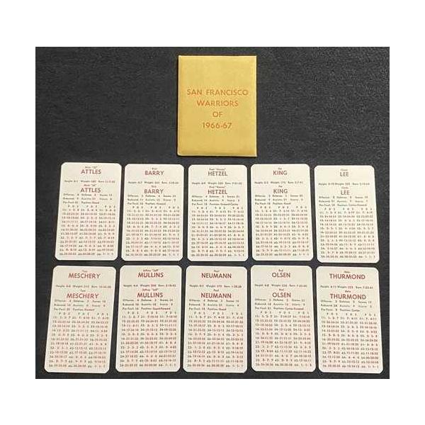 1966-67 サンフランシスコ・ウォリアーズ APBA 10枚セット ミント状態 タブ/封筒付き リック・バリー