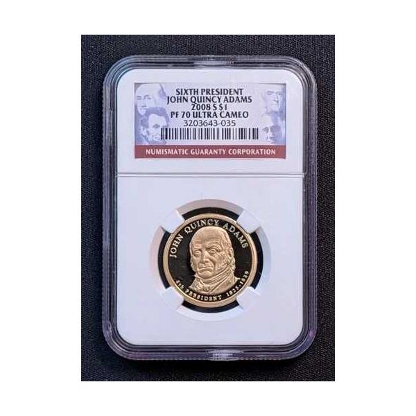 2008年Sミント 1ドル硬貨 NGC PF 70 ウルトラカメオ ジョン・Q・アダムス ロット26P01