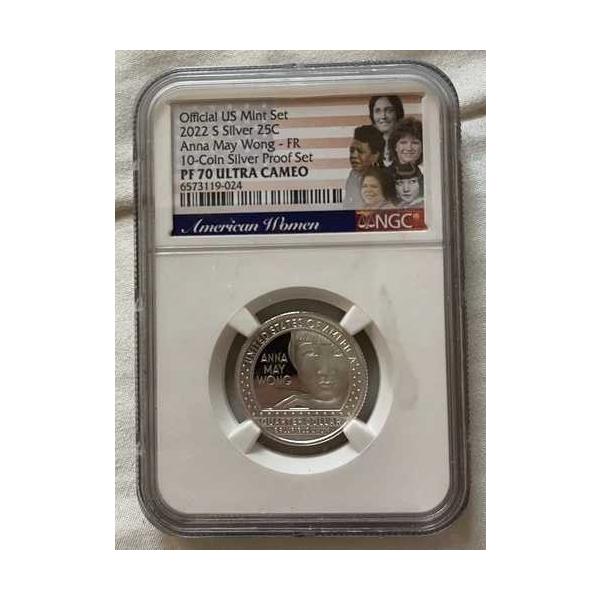 2022年 アメリカ人女性 アンナ・メイ・ウォン 銀貨プルーフ クォーター - NGC PF 70