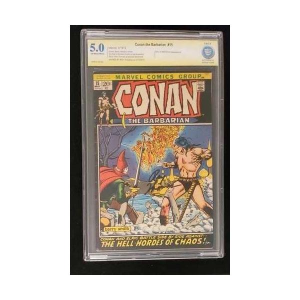 コナン・ザ・バーバリアン #15 ロイ・トーマス直筆サイン入り CBCS 旧ラベル 5.0 OW/W ページ