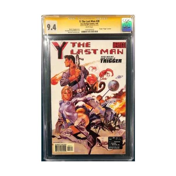 ブライアン・K・ヴォーン直筆サイン入り CGC 9.4 Y: THE LAST MAN #28 コミックブック（CBCS HULU TVではありません）