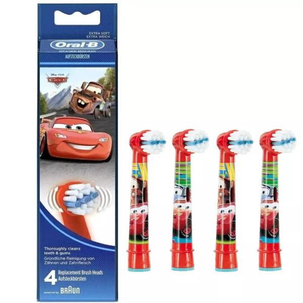 純正品 ブラウン オーラルB キッズ カーズ cars ミッキー 替えブラシ 4本 やわらかめ ディズニー 子供用 正規品 Braun 送料無料