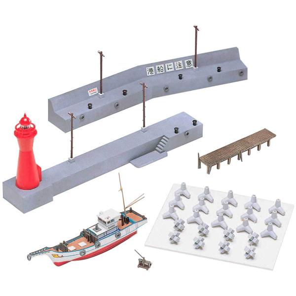灯台のある小さな港と漁船と子供たち　ジオラマ 完成品 gm-store-web_2197