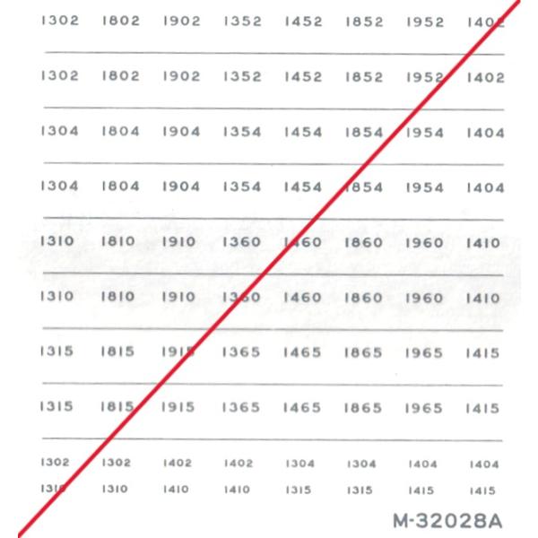 グリーンマックス M-32028A 阪急1300系車番インレタ 1枚入 : グリーン