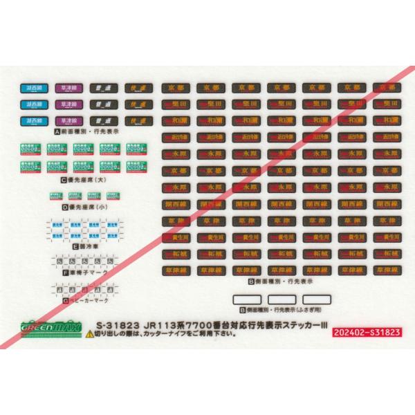グリーンマックス S-31823 JR113系7700番台対応行先表示