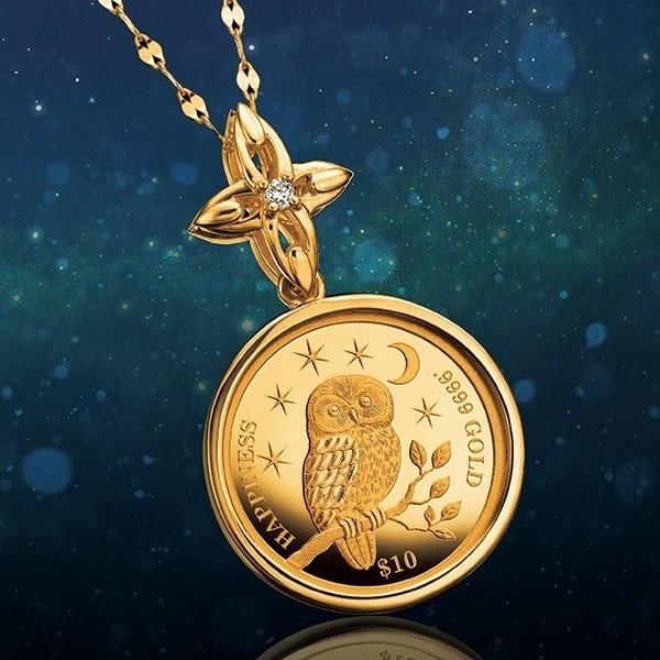 幸せのふくろう金貨コインペンダント ネックレス ジュエリー 幸せのふくろう金貨コインペンダント ネックレス ジュエリー