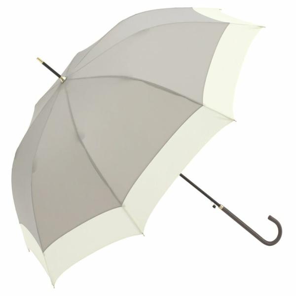 ビコーズ バイカラージャンプ グレー 灰色 ホワイト系 傘 レディース 長傘 雨傘 日傘 UVカット 遮光 晴雨兼用 大きい 丈夫 風に強い ワンタッチ ジャンプタイプ