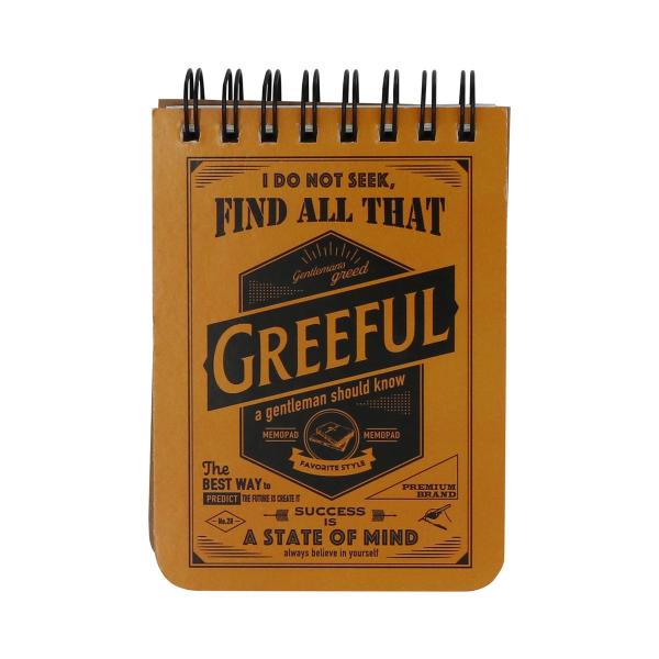 Greeful グリーフル メモ帳 オレンジ A7 メモ帳 ポケットサイズ ミニ メモ帳 a7 リング