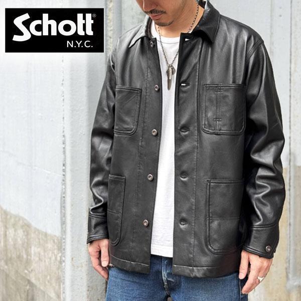 Schott N.Y.C 2024FW LAMB LEATHER COVERALL JACKET ショット Schott N.Y.C 2024FW LAMB LEATHER COVERALL JACKET ショット