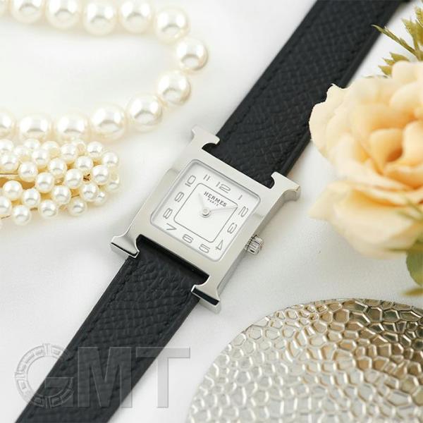 エルメス Hウォッチ H1.210 MM シルバー ノワール シルバー金具 付属品完品【未使用】 HERMES 中古レディース 腕時