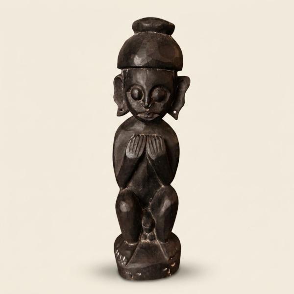 バリ島 オールド チーク材 木彫り プリミティブアート 彫刻像 高33cm 民芸品 アジアン雑貨 アンティーク コレクション