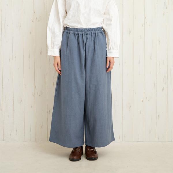 ワイドパンツ レディース ヘリンボーン インド綿 綿100% 総ゴム ウエストゴム リラックス 楽ちん 高見え シンプル ベーシック ゆったり カジュアル きれいめ