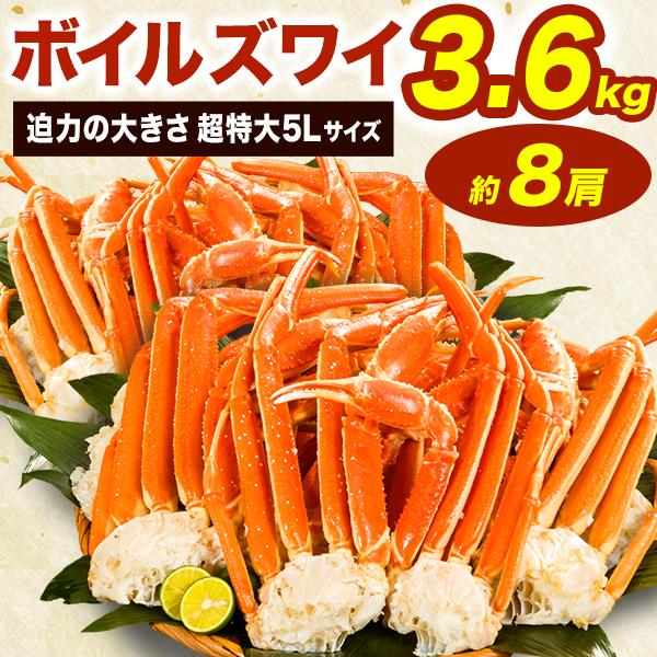 お値引きクーポン配布中 約8肩 3.6kg 超特大ボイルズワイガニ肩付き脚 超特大 5Lサイズ ズワイガニ ずわいがに 蟹  ボイルズワイ ボイルずわい 送料無料