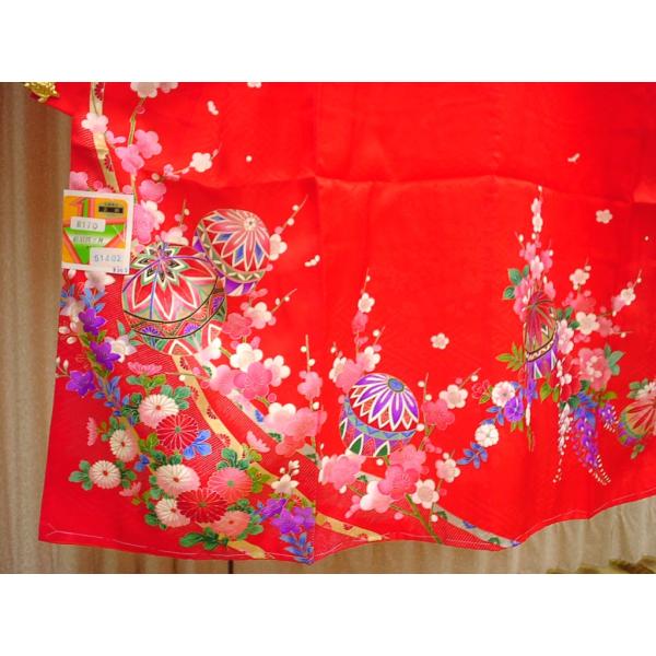 仕立て上がり正絹 女児四ッ身☆特選お祝い着☆7歳の七五三に！ (赤地