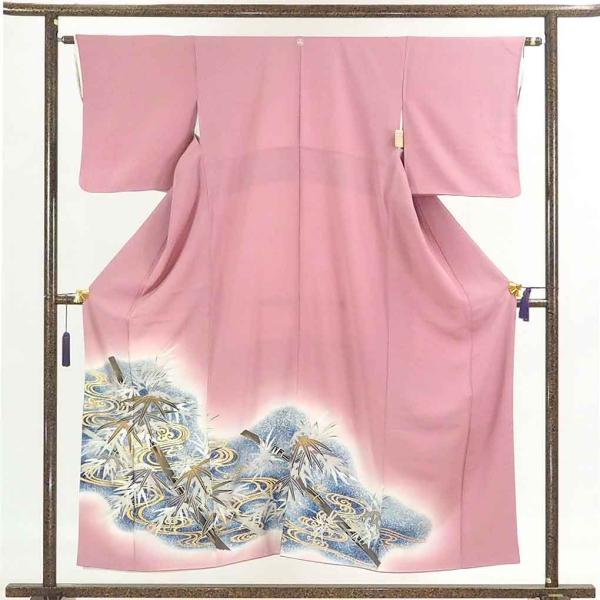 色留袖 身丈154cm 裄丈62cm 正絹 名品 【中古】 色留袖 身丈154cm 裄62cm レディース 袷 笹 裄Sサイズ 秋冬春用 正絹