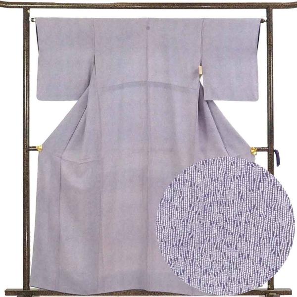 小紋 身丈159cm 裄65cm レディース 袷 江戸小紋 裄Mサイズ 秋冬春用 正絹（シルク）パープル 中古 リサイクル やや難