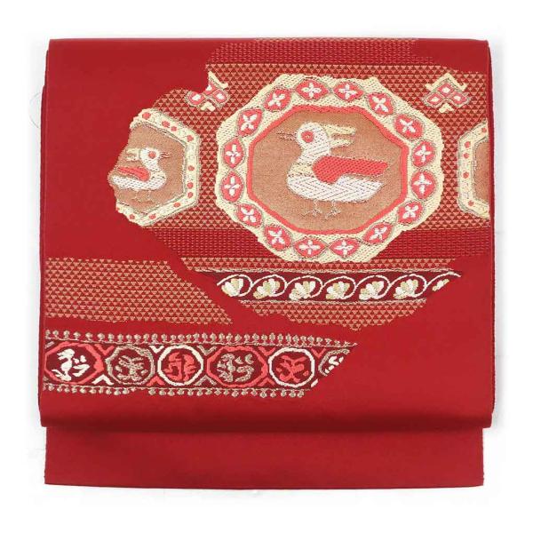 名古屋帯 幅30cm 長さ342cm レディース 鳥柄 秋冬春用 正絹（シルク