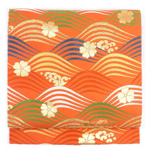 名古屋帯 幅31cm 長さ357cm レディース 波頭 秋冬春用 正絹（シルク