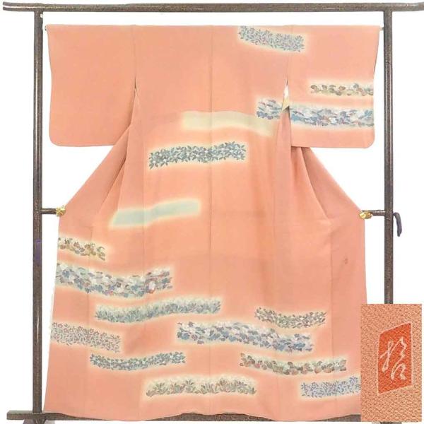 訪問着 身丈160cm 裄68cm レディース 袷 花柄 裄長 裄Lサイズ 秋冬春用