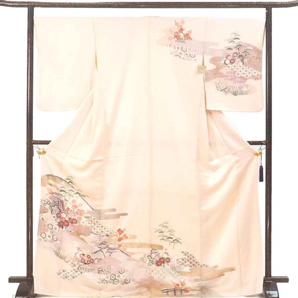 訪問着 身丈171cm 裄68cm レディース 袷 花柄 裄長 裄Lサイズ 秋冬春用