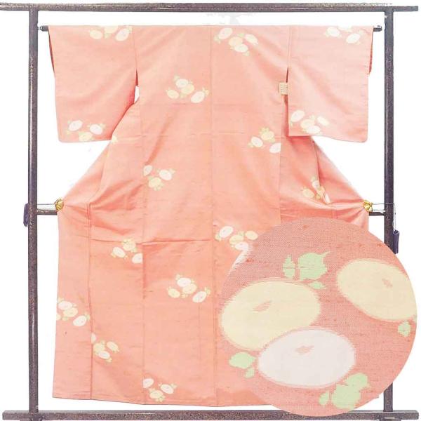 紬 身丈158cm 裄63cm レディース 袷 万寿菊 裄Mサイズ 秋冬春用 正絹