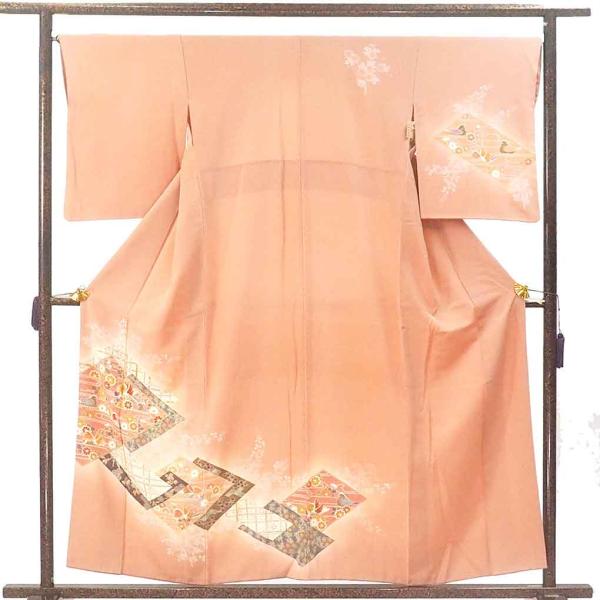 訪問着 身丈158cm 裄67cm レディース 袷 鳥柄 裄長 裄Lサイズ 秋冬春用