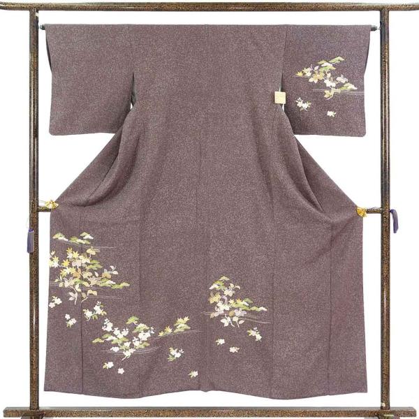 訪問着 身丈155cm 裄66cm レディース 袷 四季の花柄 裄長 裄M-Lサイズ