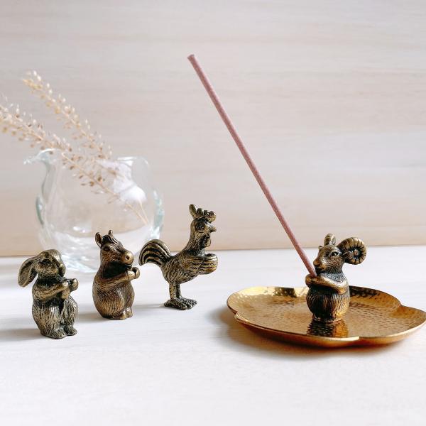 アンティーク風動物モチーフメタルお香立て お香スタンド アニマル