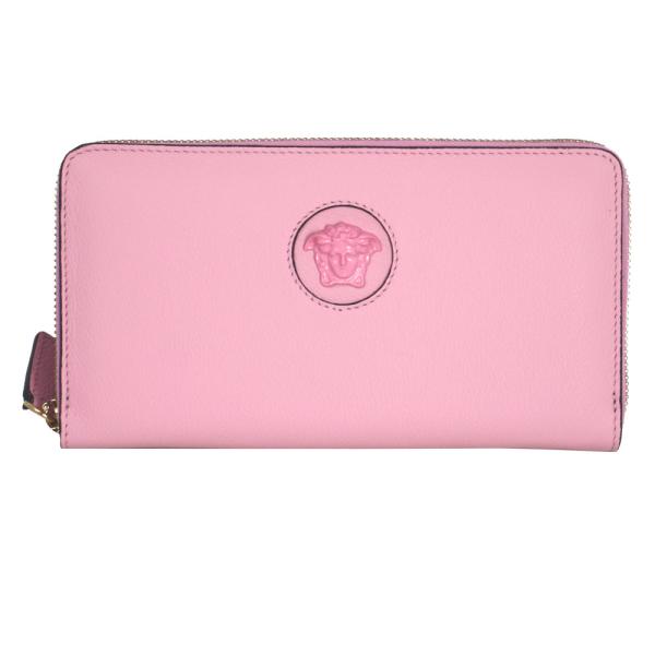 未使用 VERSACE ヴェルサーチ ヴィルトゥス ラウンド 長財布 ピンク 未使用品】ヴェルサーチ ヴィルトゥス ラウンドファスナー長財布
