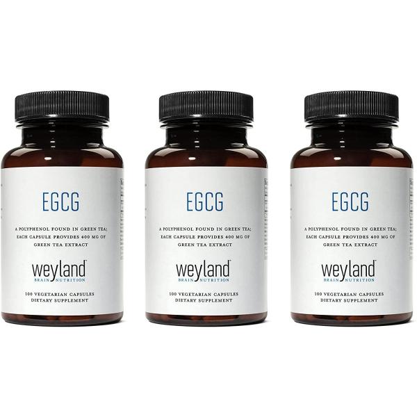 お得な3本セット Weyland Brain Nutrition 社EGCGエピガロカテキンガレート　サプリメント1粒あたり400mg配合100粒入り×3本セット