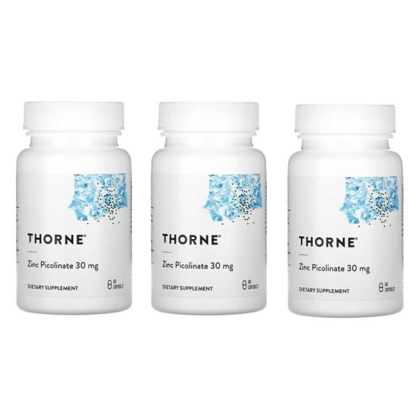 ビタミン  ソーンリサーチ  Thorne Research 亜鉛ピコリン酸 30 mg 60カプセル×3本 サプリメント ピコリン酸亜鉛 健康食品  Thorne, Zinc Picolinate, 30 mg,…