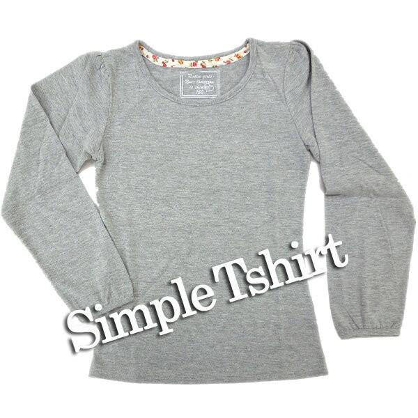 長袖 ロンT 無地 グレー 女の子 Tシャツ 子供服 130 140 150 160 9641gray