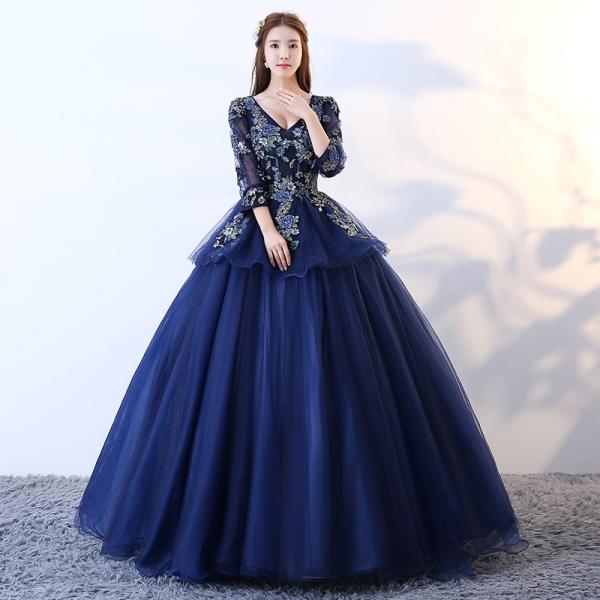 パーティードレス 結婚式 花嫁 二次会 シンデレラ 発表会 プリンセスライン 青 コンサート 披露宴 おしゃれ 演奏会 テージ衣装 ロング Csppq511 悟空 通販 Yahoo ショッピング