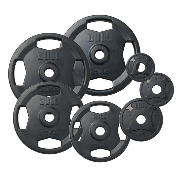 オリンピック プレート BULL 5kgプレート2枚 穴径50mm BULL］50mm径ラバープレート5kg（2枚1組） : 極楽トレーニング