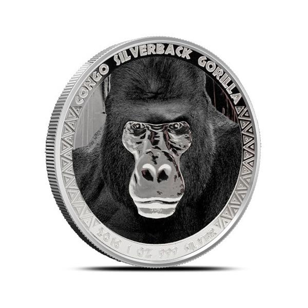 コンゴ「シルバーバック ゴリラ」純銀 1オンス 銀貨×3枚 保証書・カプセル付き] 2016年 (新品) コンゴ「シルバーバック