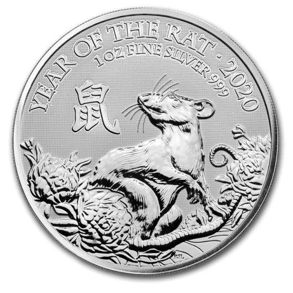 [保証書・カプセル付き] 2020年 (新品) イギリス「干支 十二支・子年 鼠年」純銀 1オンス 銀貨