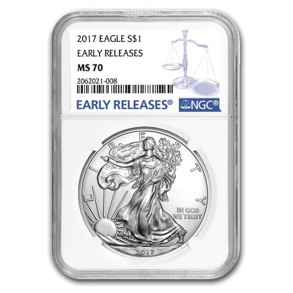 2017年 イーグル銀貨 ウオーキングリバティー1オンス 1oz 保証書・スラブ付き] 2017年 (新品) アメリカ「イーグル・ウオーキング