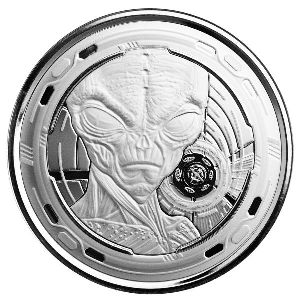 [保証書・カプセル付き] 2022年 (新品) ガーナ「宇宙人・エイリアン」純銀 1オンス 銀貨