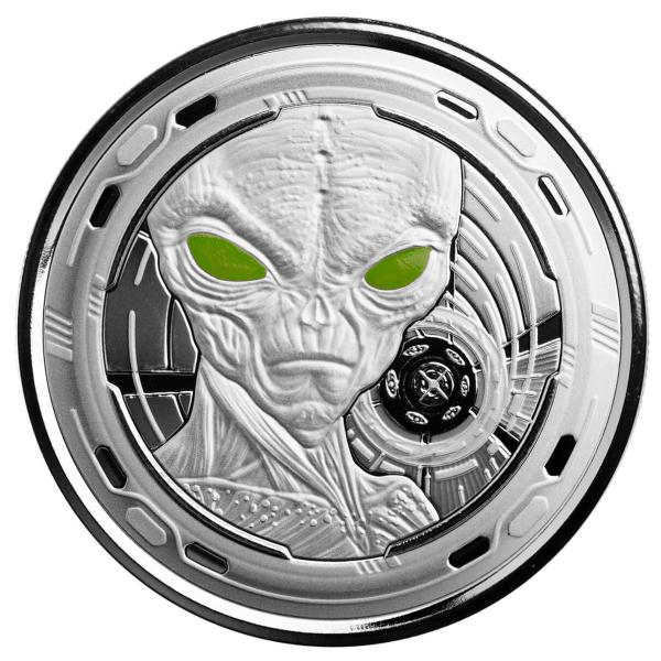 [保証書・カプセル付き] 2022年 (新品) ガーナ「宇宙人・エイリアン」純銀 1オンス プルーフ 銀貨