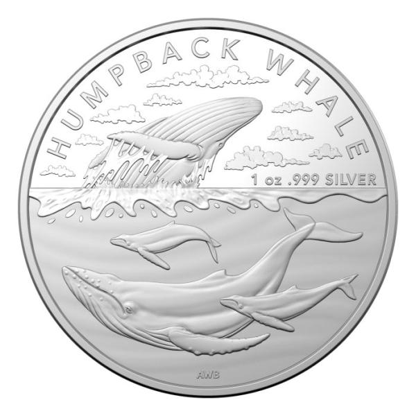 商品名　 : 2023年 (新品) オーストラリア「ザトウクジラ」純銀 1 オンス 銀貨 品位  　  : 99.9％の純銀重量  　  : 1オンス (31.1グラム)状態    　: 未使用品・新品発行枚数 : 25,000枚サイズ　 ...