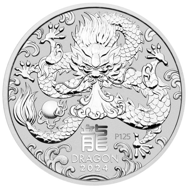 商品名　 : 2024年 (新品) オーストラリア「干支 十二支・辰年 龍年」純銀 1/2オンス 銀貨品位　　 : 99.99％の純銀重量　　 : 1/2オンス (15.55グラム)状態　　 : 未使用品・新品サイズ　 : 32.6 mm ...